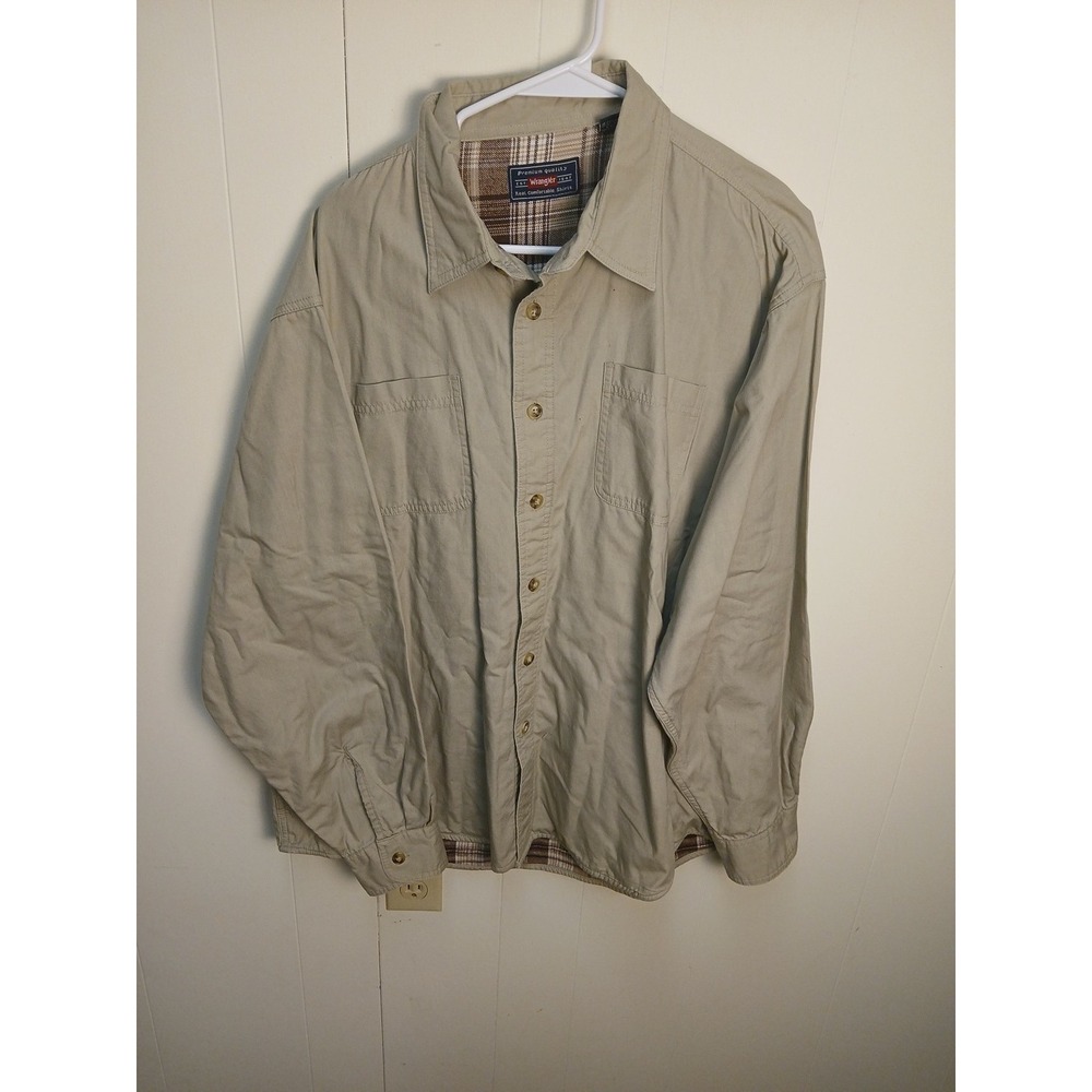 Wrangler Shirt Mens XL‎ Canvas Flannel Lined Front Pockets Work